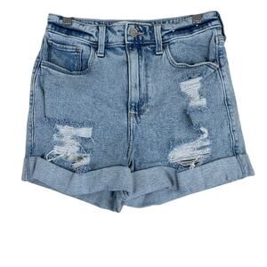 Hollister Curvy Ultra High Rise 3" Shorts Womens 27 Light Wash Distressed Tomboy
